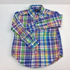 Ralph Lauren Multicolor Madras Plaid Long Sleeve Button Down Shirt